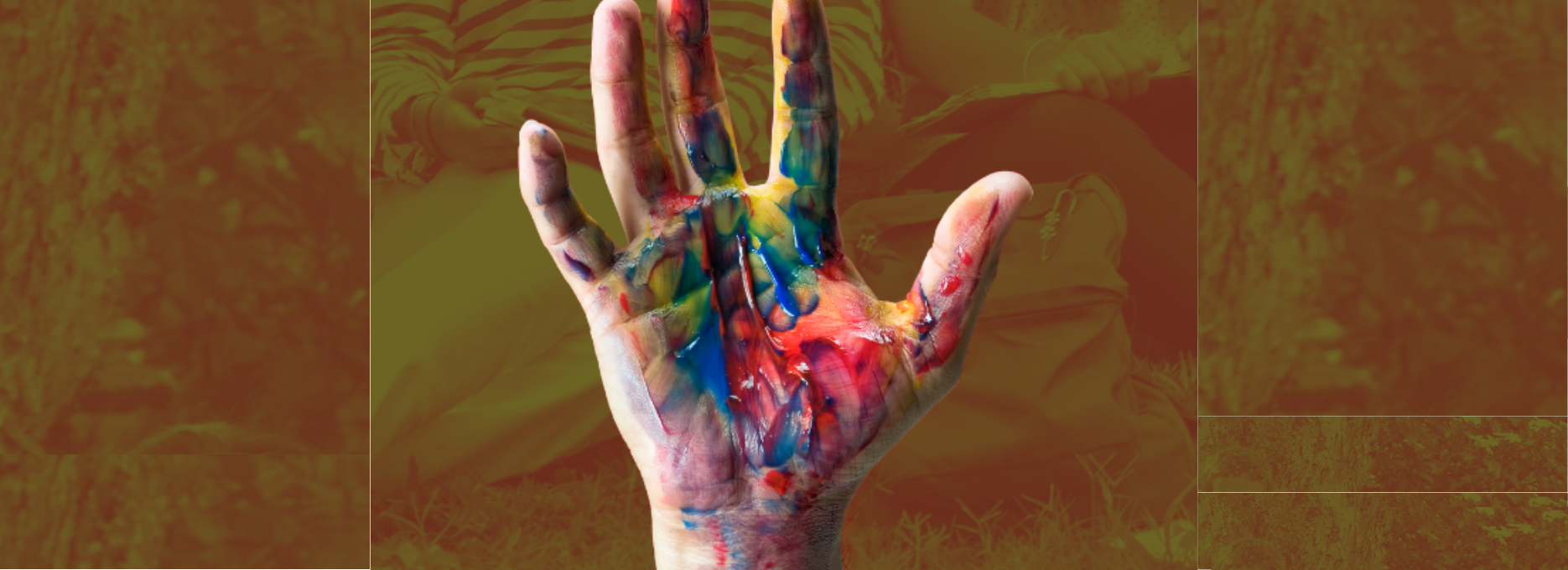 diseño de una mano pintada de varios colores